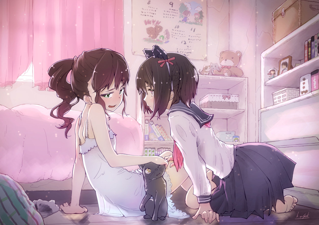 これから燃え上がる直前のような二次美少女同士の百合からレズになりそうな二次エロ画像-26